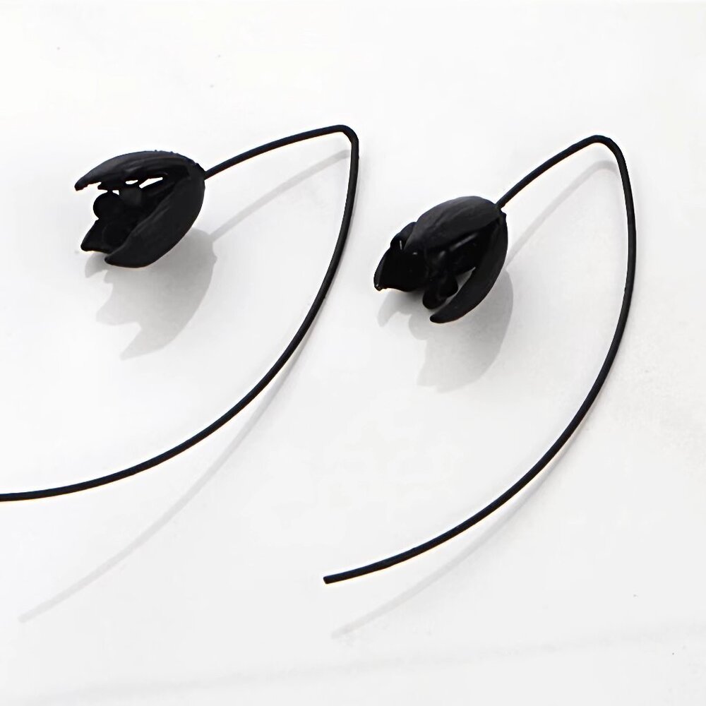 Unique Black Petal Earrings